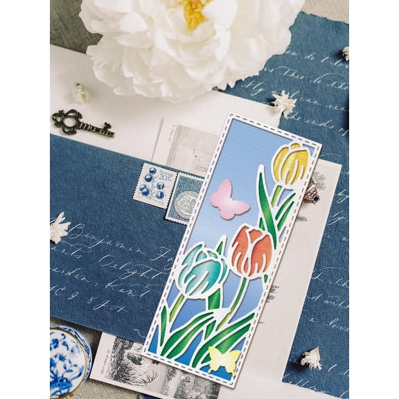 1Pcs Floral Theme Metal Die Cuts Flower Embossing Folders Background Frame Butterfly Cut Dies for DIY Scrapbooking Album Decorative Paper Card Making