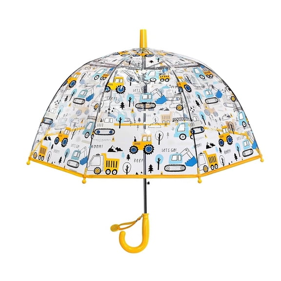 Kids Clear Umbrella, Transparent Bubble Dome Rain Umbrella for Boys and Girls, Curved Handle Lightweight Canopy for Children, Toddler Rainy Day Outdoor Walking