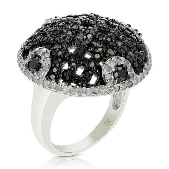 Vir Jewels 2.30 CTTW Black and White Diamond Ring for Women .925 Sterling Silver Round Shape