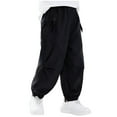 thumbnail image 2 of Pantalones largos para niños, de color liso, con cintura elástica y bolsillos, para adultos, informales y cómodos, de poliéster., 2 of 6