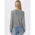 thumbnail image 4 of DARING DIVA Women's Long Sleeve Cropped Knit Button Up Crochet Cardigan L Gray, 4 of 6