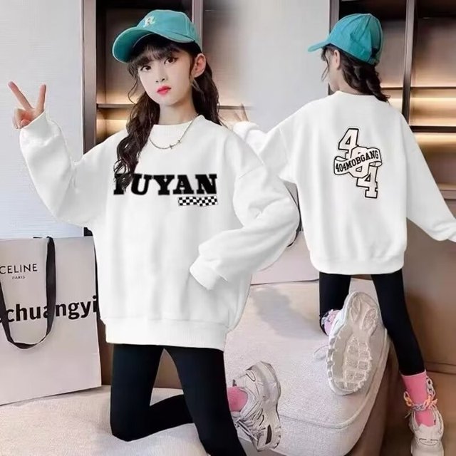 Nouveaux Produits Pull pour Enfants ZhongDa Manches Longues Ample Tendance Mode Col Rond