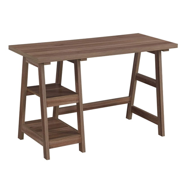Pemberly Row Bureau d'Écriture Moderne à Tréteaux en Bois Cappuccino