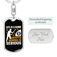 thumbnail image 2 of Life is a Game Crypto Stainless Steel or 18k Gold Premium Swivel Dog Tag Keychain, 2 of 16