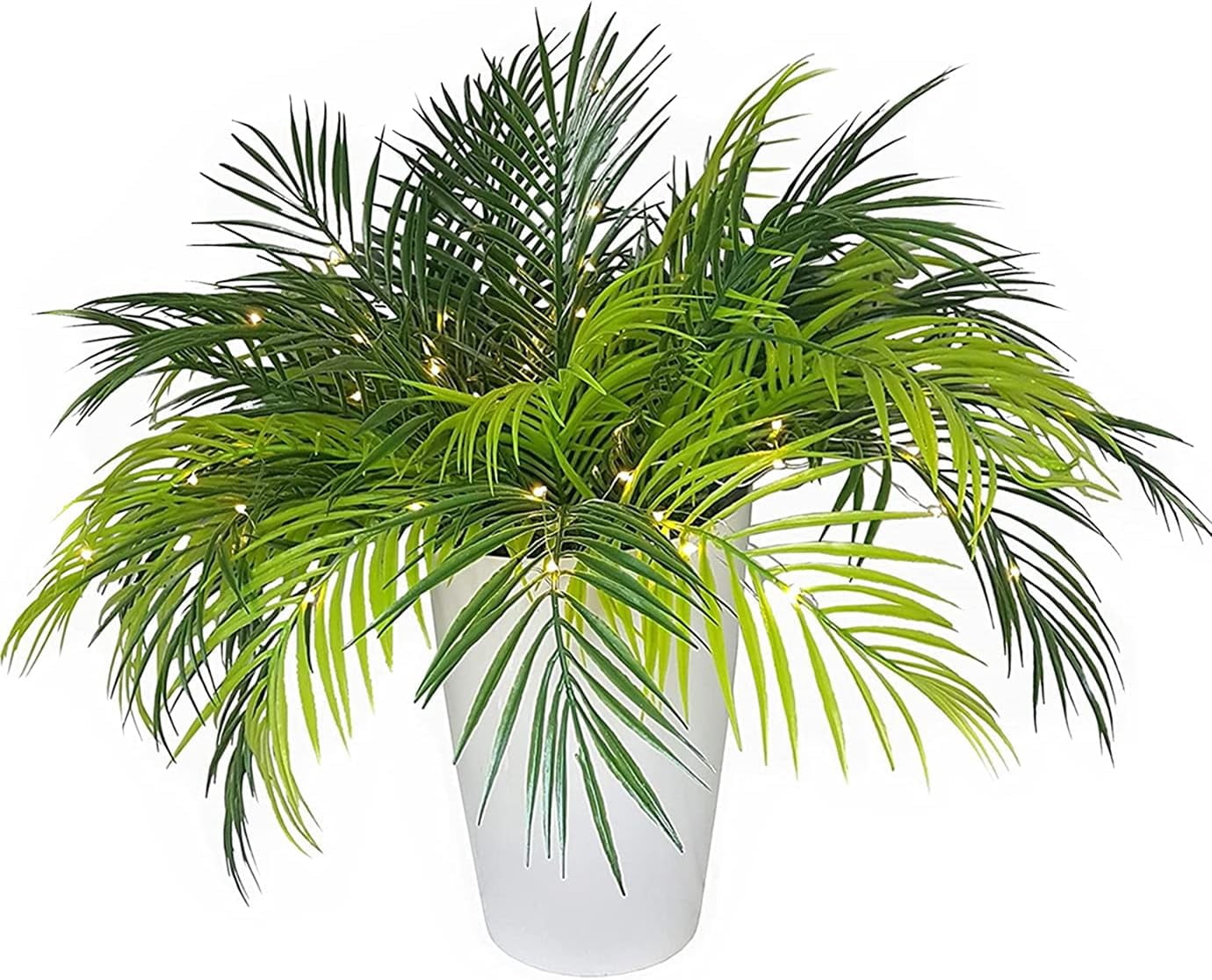 Artificial Tropical Palm Plants, Faux Plant Plastic Shrubs Fern Leaves Coconut Tree Fake Bushes for Indoor Outdoor Verandah Office Table Centerpieces Arrangements DIY Decoration