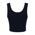 thumbnail image 3 of A2Y Women's Fitted Rayon Scoop Neck Sleeveless Crop Tank Top Navy S, 3 of 3