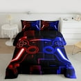 thumbnail image 2 of Gamer Comforter Set Bedding Set 2-Piece Game Console Comforter Teen 3D Black Gamepad Gaming Bed Sets With Neon Check(Red Blue,Twin), 2 of 7