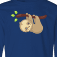 thumbnail image 4 of Inktastic Cute Sloth Hanging From Tree Branch, Lazy Sloth Long Sleeve Youth T-Shirt, 4 of 5