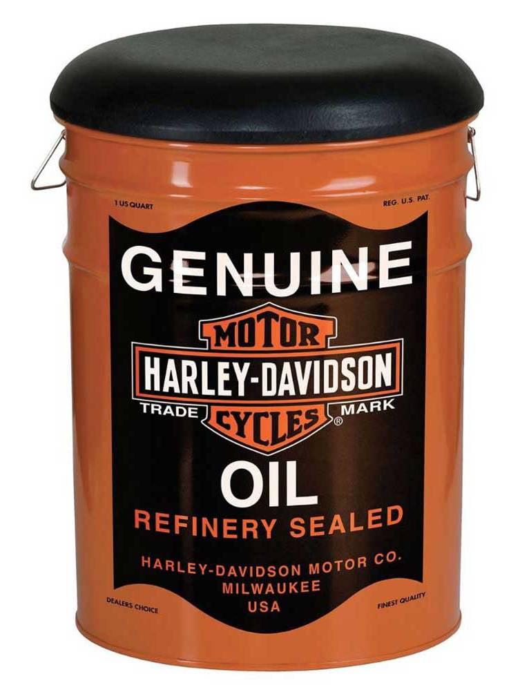HarleyDavidson Genuine Oil Can Bucket Stool, Steel Barrel, 13 gal. HDL