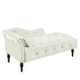 thumbnail image 6 of 60.6" Button Tufted Velvet Chaise Lounge, Lounge Sofa Chair with Left Armrest & Lumbar Pillow, Chaise Lounge with Solid Wood Legs for Living Room Bedroom Office, White, 6 of 6