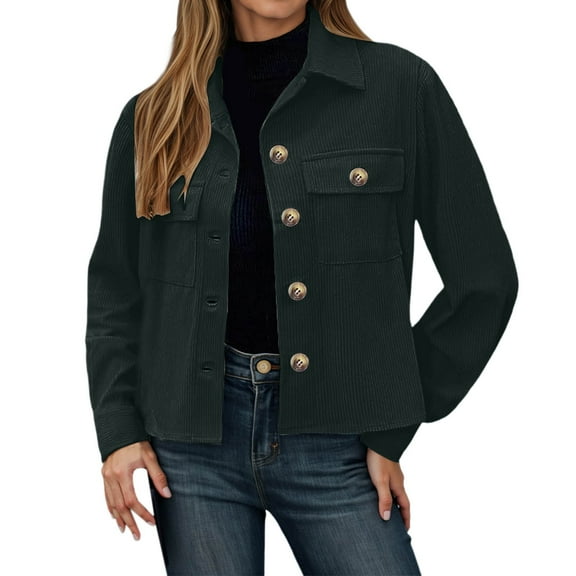 Jacket for Women Fall Solid Single Breasted Long Sleeve Lapel Workwear Shirts With Pocket Fall Winter Clothes