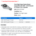 thumbnail image 2 of Front Right Upper Engine Mount - Compatible with 2001 - 2010 Chrysler PT Cruiser 2.4L 4-Cylinder 2002 2003 2004 2005 2006 2007 2008 2009, 2 of 2
