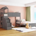 thumbnail image 3 of CLEARANCE! Stairway Twin Over Full Bunk Bed, House Bed with Two Shelves and Seven Drawers,Gray, 3 of 9