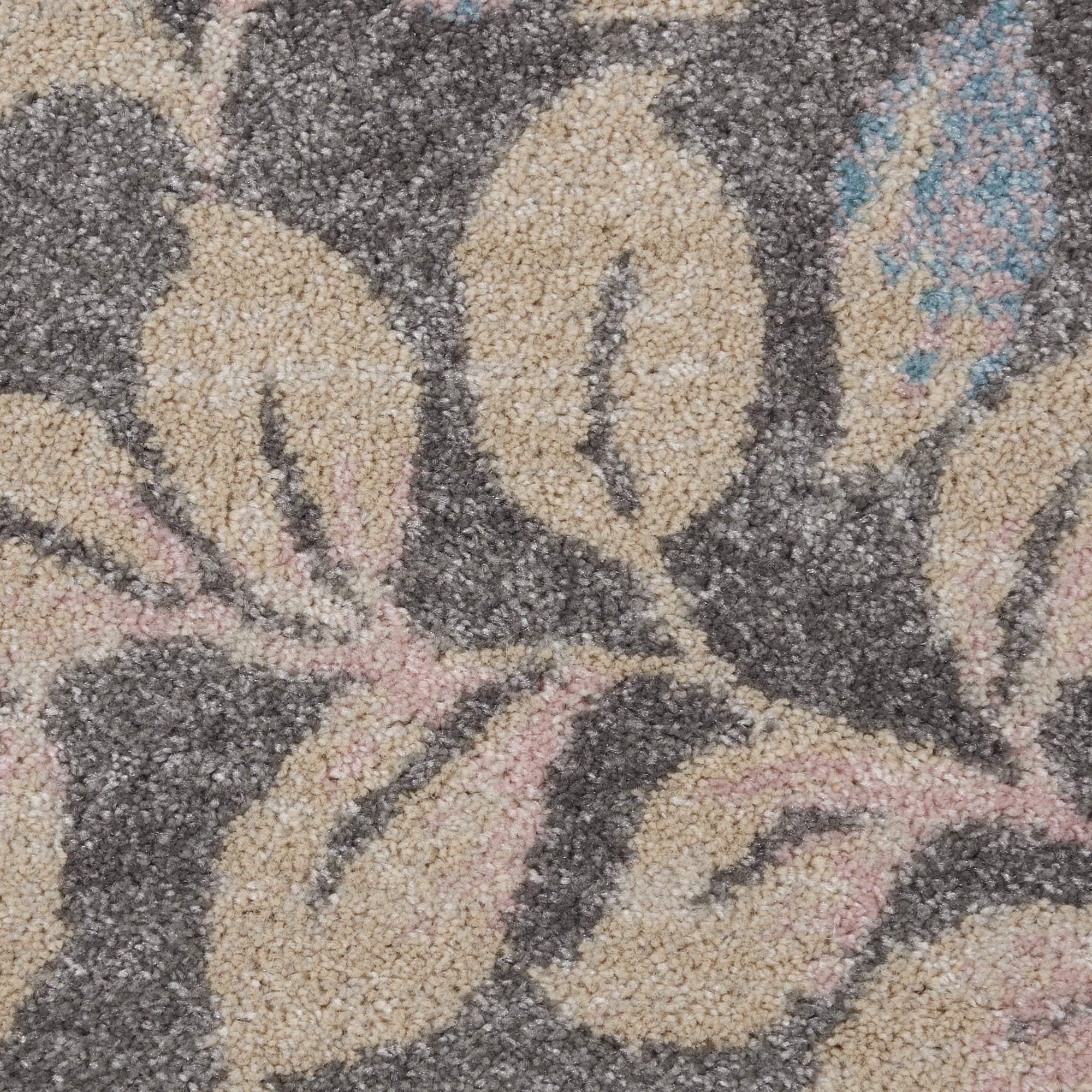 Serene Contemporary Botanical Grey/Beige 2'3" x 7'3" Area Rug, (2' x 7')