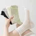 thumbnail image 6 of Women's Lace Socks Ruffle Pointelle Knit Crew Socks Soft Cozy for Daily Wear, 6 of 7