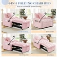 thumbnail image 6 of Lunale 4-in-1 Convertible Sleeper Chair Bed with Charge Ports & Phone Stand, Pink Velvet, 6 of 9