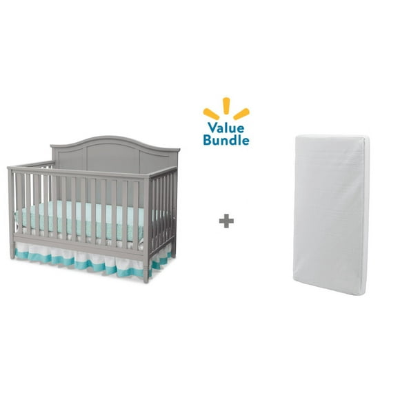 Delta Children Madrid 4-in-1 Convertible Crib with Serta Mattress Value Pack (Gray)