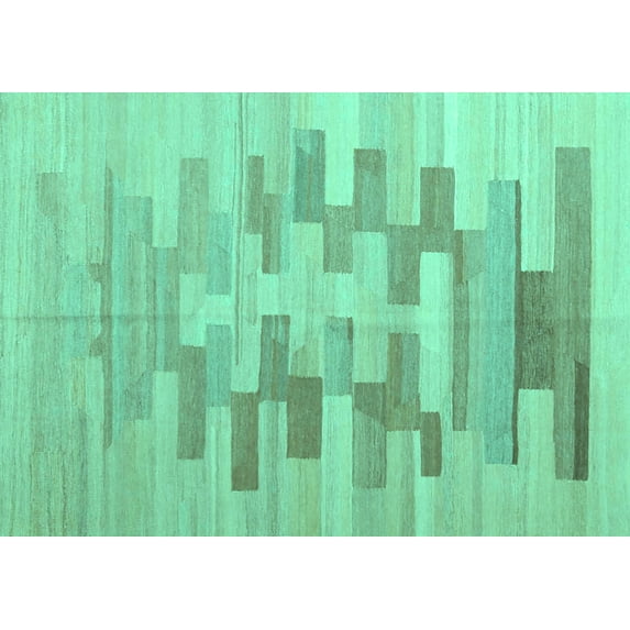 Ahgly Company Machine Washable Indoor Rectangle Abstract Turquoise Blue Contemporary Area Rugs, 2' x 5'