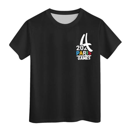 

Tops for Girls Short Sleeve Shirts Summer Crewneck Letter Print Round Neck Tops for Teens