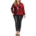 thumbnail image 2 of Women's Plus Size Metallic Jacket Sparkle Party Sequin Bomber Jackets - Agnes Orinda 4X Red, 2 of 6