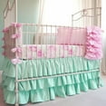 thumbnail image 4 of CATPAN Mini Crib Bed Skirt : 18" Drop Ruffles Crib Skirt Girl,3-Layer Crib Skirt for Nursery Decor,Mini Crib Skirt Easy to Change and Clean,Soft and Comfortable,28" W,52" L(Green), 4 of 14