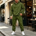 thumbnail image 2 of Delconic Mens 2 Piece Hoodie and Jogger Set Pullover Hooded Sweatshirt with Kangaroo Pocket Drawstring Pants Casual Tracksuit Army Green L, 2 of 9