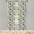 thumbnail image 3 of Ambesonne Cats Curtains, Colorful Cats and Dogs, Pair of 28"x63", Multicolor, 3 of 5