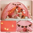 thumbnail image 4 of YEERSWAG Full Bed Tent with Star Lights & Flags, Breathable Portable Playhouse for Indoor Bedroom, Birthday Gift, Beige/Pink/Black, 4 of 10