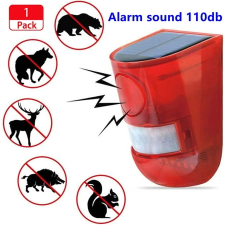 

Solar Strobe Light with Motion Sensor IP65 Waterproof Built in Battery Energy Saving Warning 110dB Loud Siren Solar Light for Home Flashing Outdoor