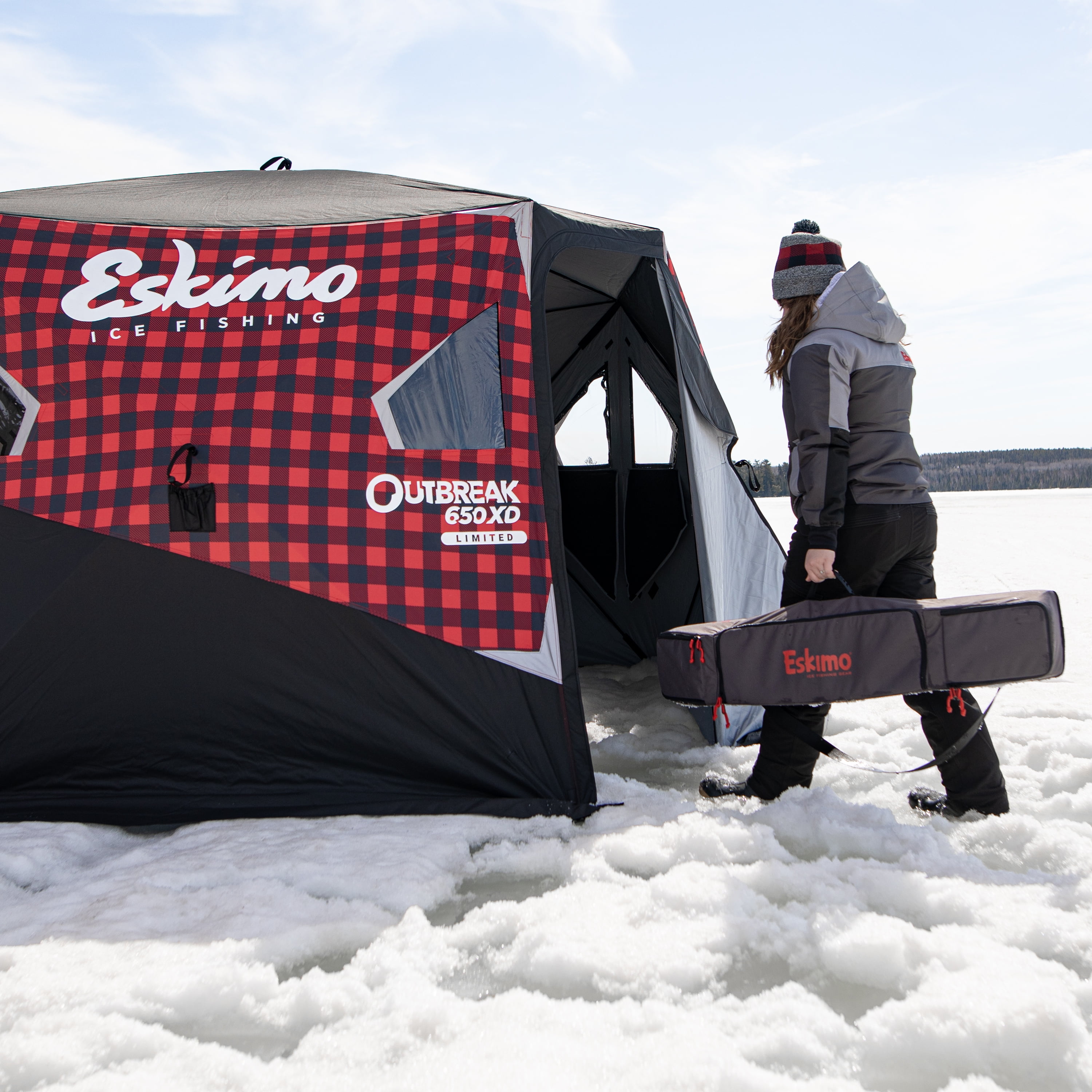 Eskimo 44650 Outbreak™ 650XD Limited, Pop-Up Portable Shelter, Insulated,  Plaid, 5-7 Person 