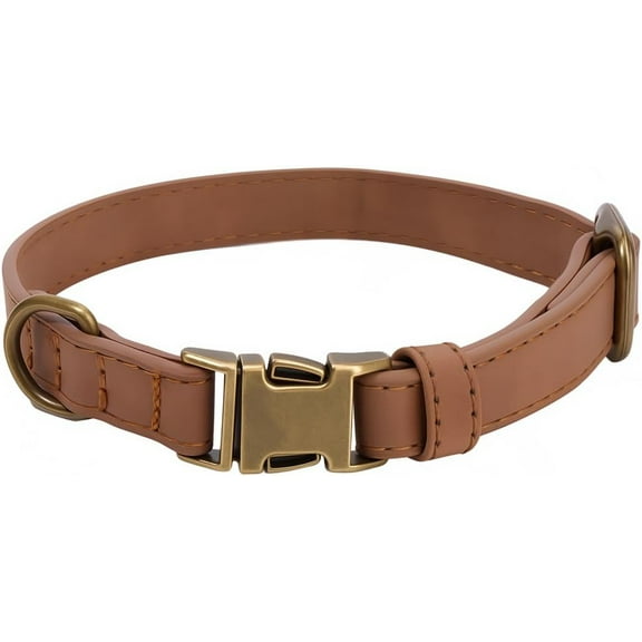 10.24 to 14.17 Inch Rolled PU Leather Dog Martingale Collar Durable Heavy Duty Puppy Collar with Quick Release Buckle Adjustable Rust Proof Pet Choker for Small Medium Large Dog (Brown S)