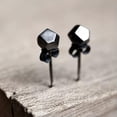 thumbnail image 4 of QQTDFG 925 Sterling Silver Oxidized Biker Polyhedra Stud Earring A4249-1 single earring (1 piece), 4 of 9