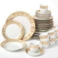 thumbnail image 2 of BrylaneHome 40 Piece Medici Porcelain Dinnerware Set (Service For 8), Includes Dinner & Dessert Plates, Bowls, Cups & Saucers, Elegant Gold Rim Pattern, 2 of 4