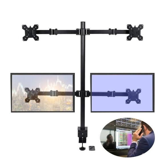 Modern Multi Monitor Mount Gaming PC Vertical Desktop Computer Stand Rack Screen Quad Black Adjustable Angle ±90° Horizontal and Vertical Display Rotation Angle 360° for Children, Office Workers