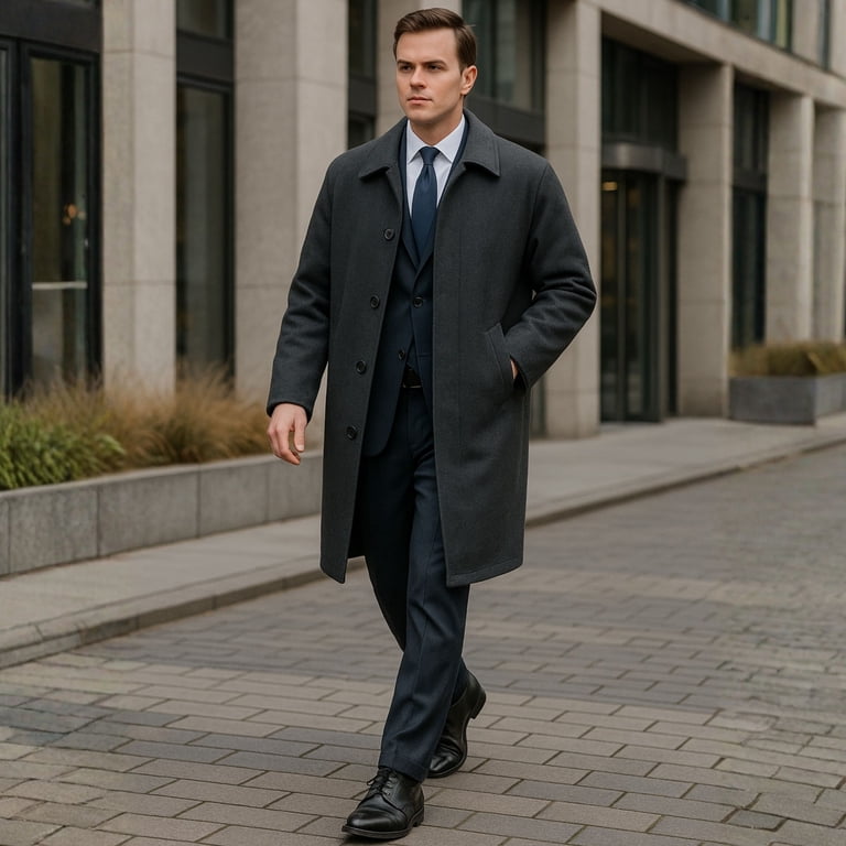 Alpine Swiss Mens Zach Knee Length Jacket Top Coat Trench Wool