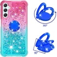 thumbnail image 2 of Clear Case for Samsung Galaxy A24 4G with Kickstand for Girls Women, Liquid Glitter Sparkle Bling Cute Case Gradient Quicksand Cover for Samsung Galaxy A24 4G JB Powder Blue, 2 of 16