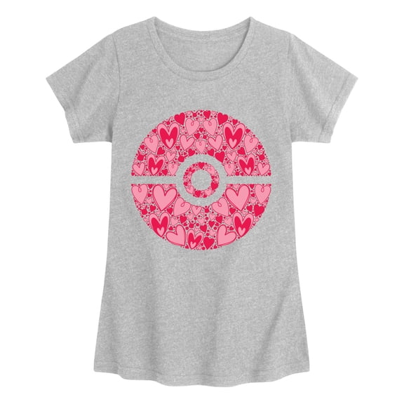 Pokémon - Pokéball Hearts Fitted Short Sleeve Graphic T-Shirt