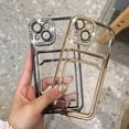 thumbnail image 5 of Plating Wallet for iPhone 14 Case, Bling Glitter Diamond Card Holder Camera Protection Luxury Cover + 2* Screen Protector, Card Slot Case Elegant iPhone 14 Phone Case -Gold, 5 of 12