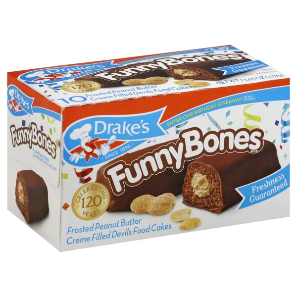 Drake's Funny Bones Frosted Peanut Butter Creme Filled Devils Food