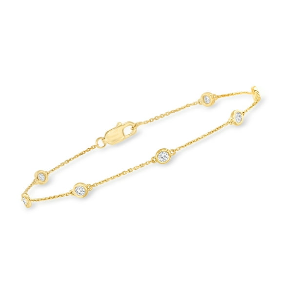 Ross-Simons 0.50 ct. t.w. Diamond Station Bracelet in 18kt Gold Over Sterling, Women's, Adult