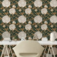 thumbnail image 2 of Ambesonne Vintage Flowers Peel & Stick Wallpaper for Home, Retro Peonies Motif, 13"x36", Dark Teal Caramel and Tan, 2 of 5