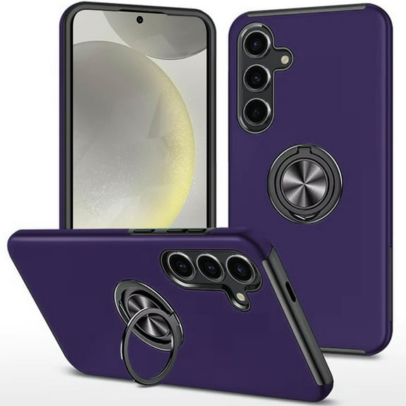 360 Rotating Ring Grip Hybrid Case for Samsung Galaxy S25 - Dark Purple