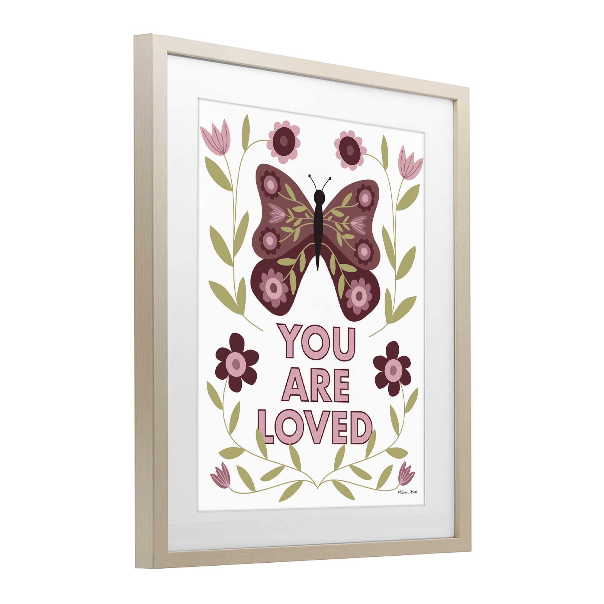 Stupell Industries You Are Loved Symmetrical Birch Framed Print Under Glass, design by Susan Ball