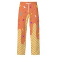 thumbnail image 4 of Kids Ice Cream Print Cargo Pants Boys Girls Elastic Waist Drawstring Casual Trousers Lightweight Wide Leg Pocket Pants for Daily Outdoor Streetwear(Multicolour8,15-16 Years), 4 of 5