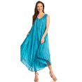 thumbnail image 5 of Sakkas Kara Long Draped Sleeveless Marbled Caftan Dress / Cover Up - Pacific Blue - One Size Regular, 5 of 5