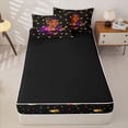 thumbnail image 4 of Castle Fairy Empowering Girl With Crown Motif Zipper Twin Comforter Sets with Fitted Sheet and 2 Pillowcases,Colorful Polka Dots Zipper Bedding Set,Black Purple Gold,Black Reversible,4-Piece, 4 of 6