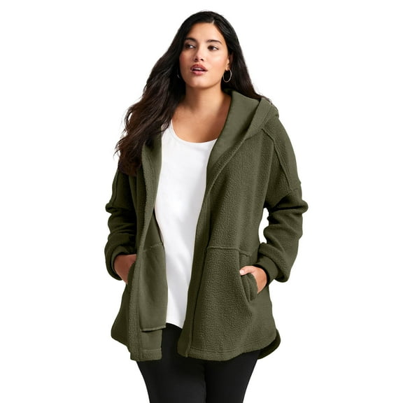 Avenue Women's Plus Size Weekender Hooded Fleece Jacket