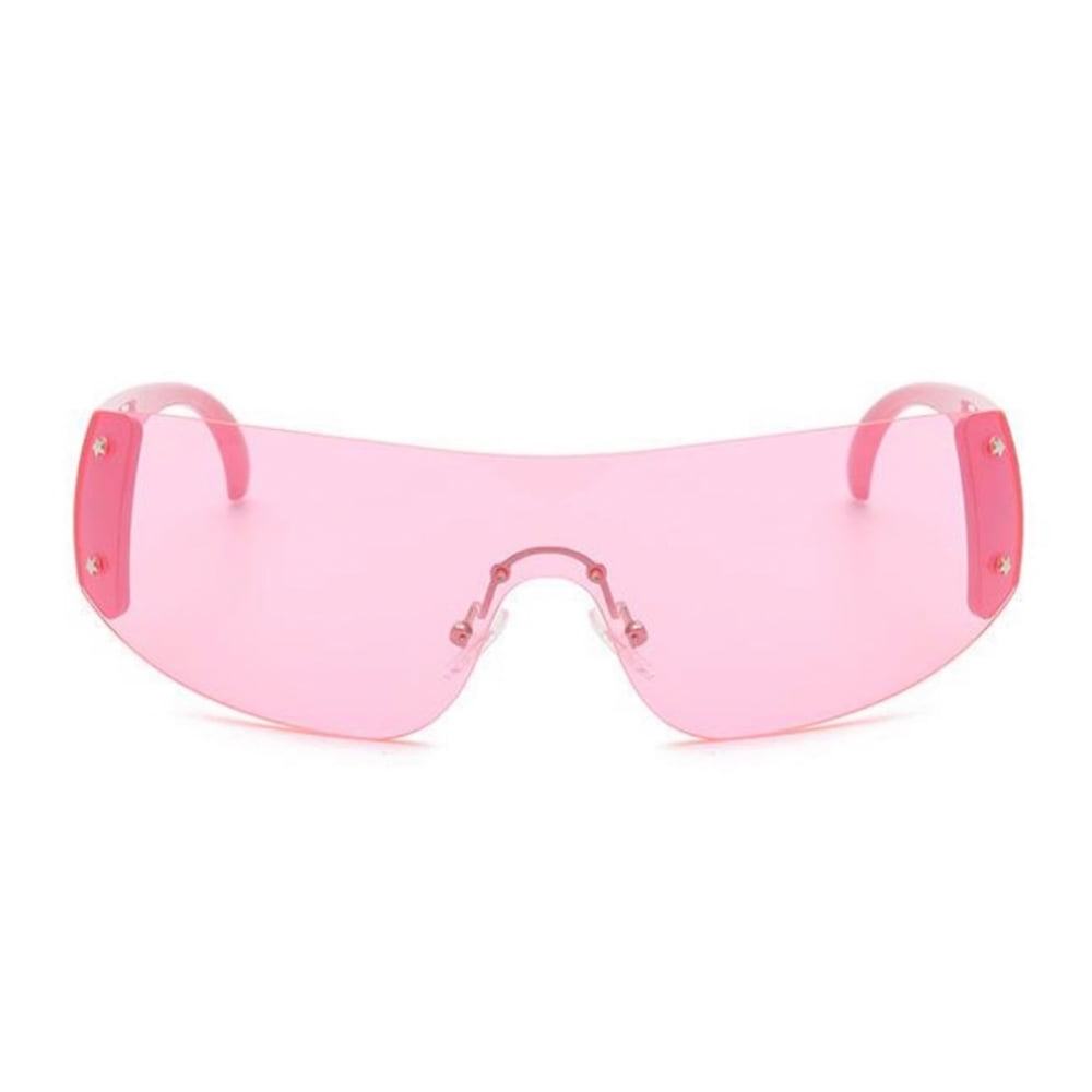 SS Vintage sunglasses, oversize model, white-tranducent and pink cellulose acetate with pink lenses color, Parisian style outlet