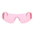 thumbnail image 3 of Rimless Hot Pink Y2K Wrap Around Women's  Oversize Gradient Lens Shield Sunglasses, 3 of 7