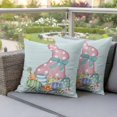 thumbnail image 4 of Happy Easter Pillow Covers 2 Pack Rabbit Colorful Eggs Floral Spring Wood Grain Pillowcase Waterproof Outdoor Throw Pillow Cover for Patio Garden Square Cushion 20”x20”, 4 of 9